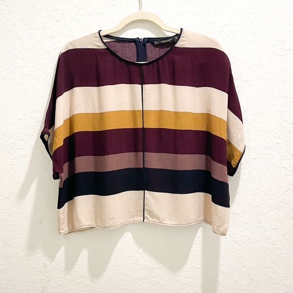 Zara Cropped Striped Multicolor Women's Blouse Small - Picture 5 of 5